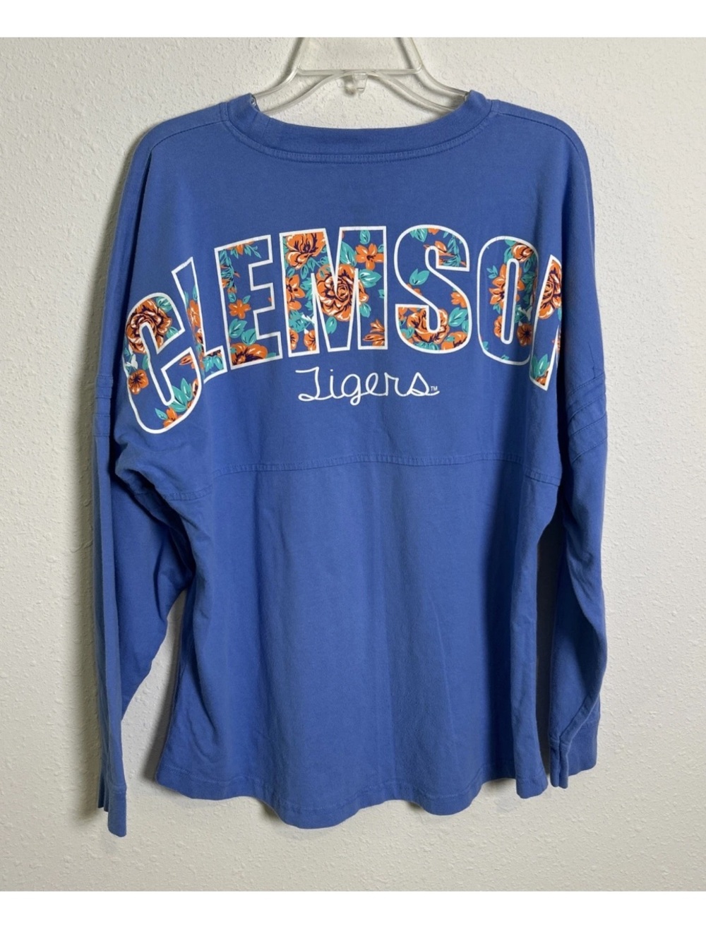 Clemson Tigers Women’s Med Long Sleeve Shirt Light Blue Spirit Varsity Style